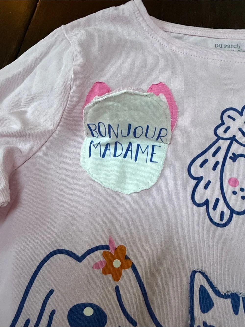 Girls Pink Floral & Puppy Print Pajama Set